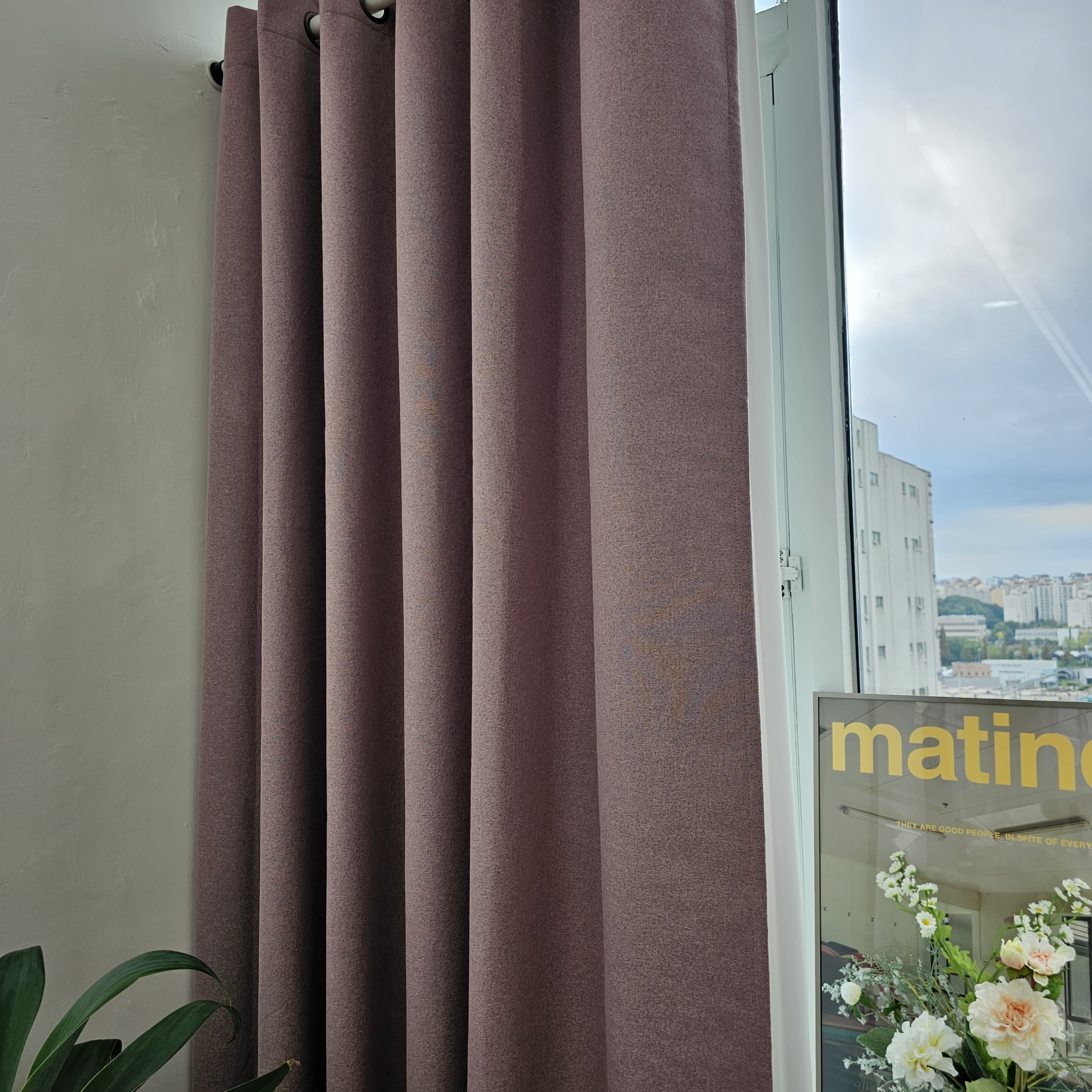 암막커튼 양면동일 완벽차단 아일렛 거실 커텐 2장 한세트 퍼플핑크, 300x235cm