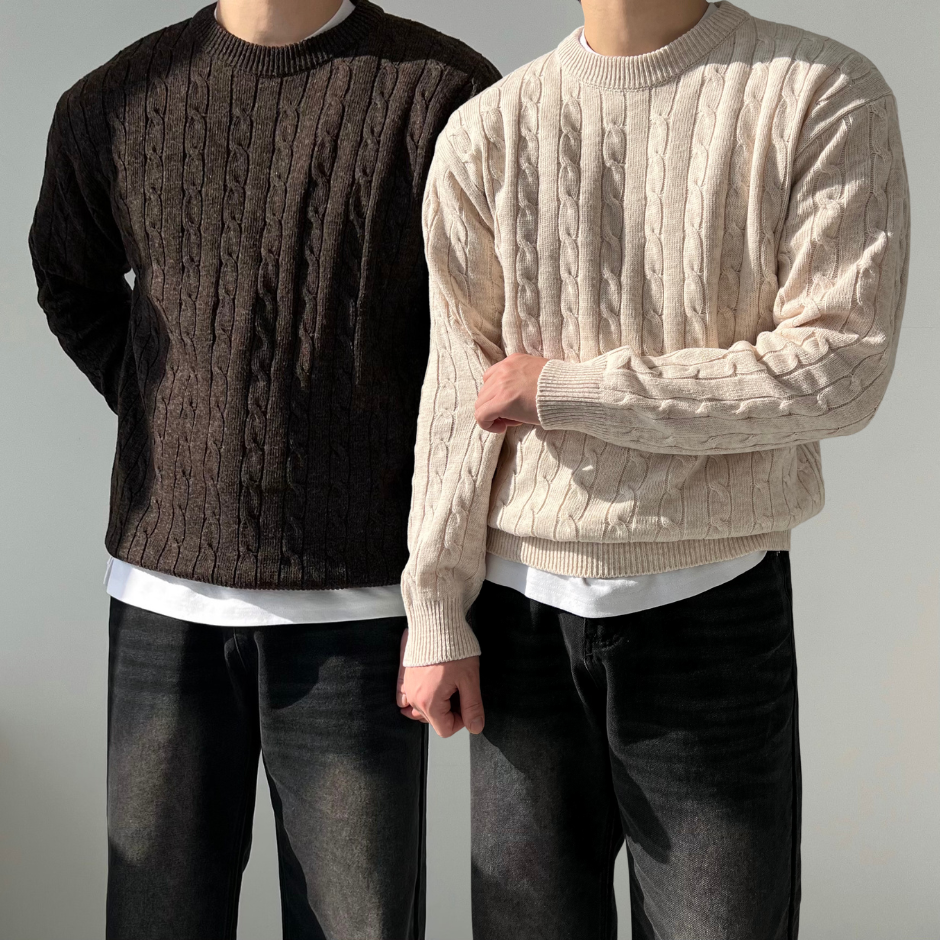 남자꽈배기니트 케이블니트 제품 이미지