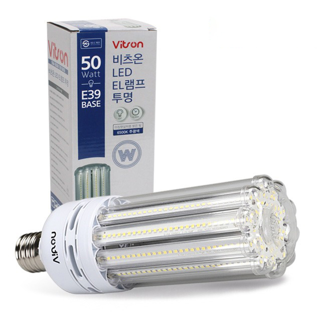 비츠온 LED 콘램프 투명 50W E39 콘벌브 보안등 가로등 KS인증 - 상품 이미지