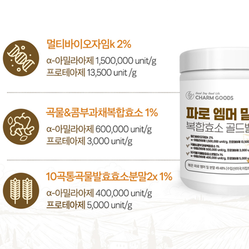 참굿즈 파로 엠머 밀 복합 효소 분말 가루 120g 3병 고역가수치 고대곡물 파우더 효능 이미지 6