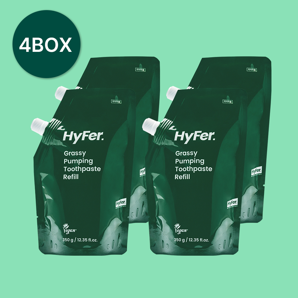 [치약리필]하이퍼 샐러드 펌핑치약리필 펌프 유아 키즈 불소 액상 짜서쓰는 350g, 4개 - 상품 이미지