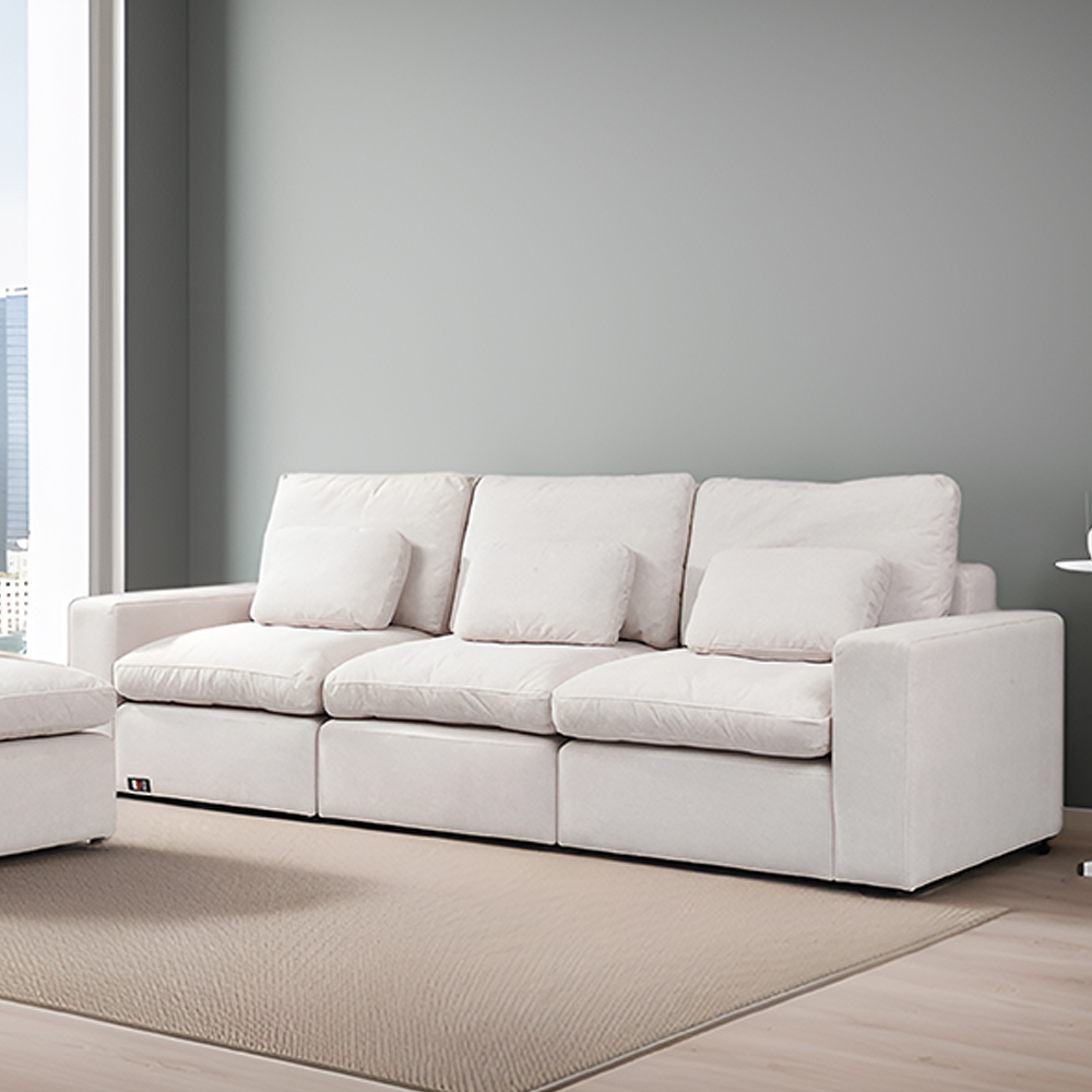 포 조야소파 오리털 구스쇼파 조약돌소파 구름쇼파 스툴미포함, 아이보리, 4인용