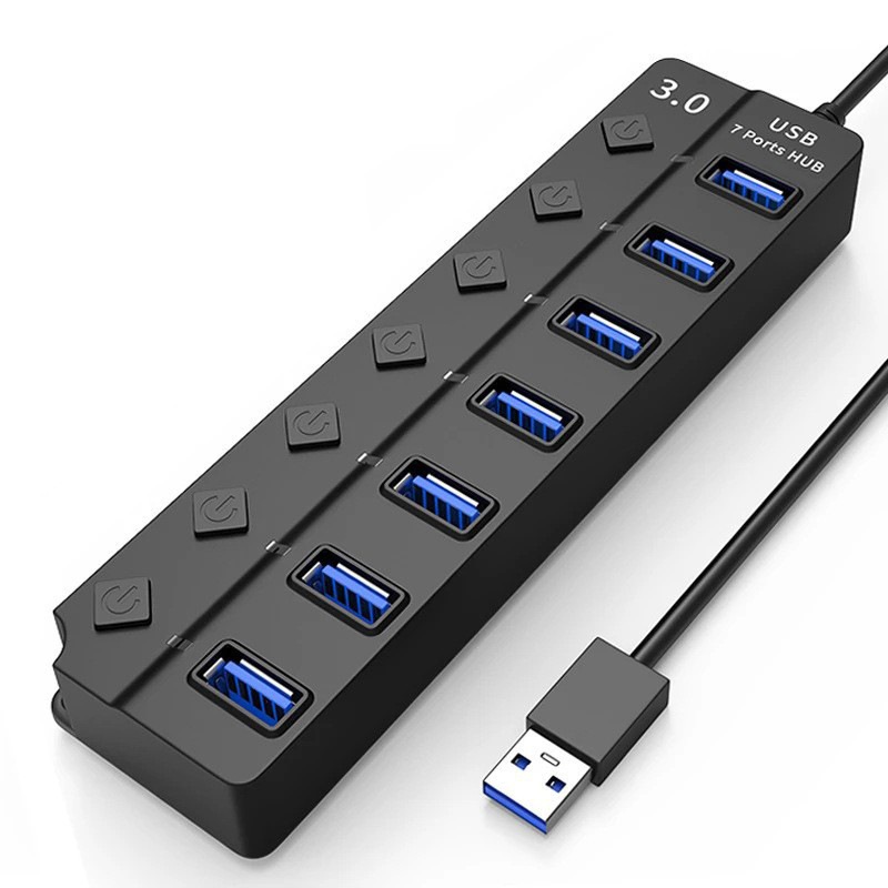 유니버설 7포트 USB 3.0 허브 개별 전원스위치 고속 데이터전송 - 메인 이미지