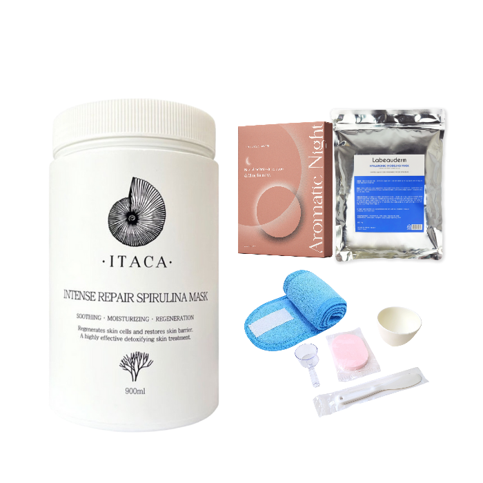 이타카 인텐스리페어 스피루리나 모델링마스크900ml+팩도구세트4종+시트1박스+라뷰덤모델링1kg+헤어터번 - 상품 이미지