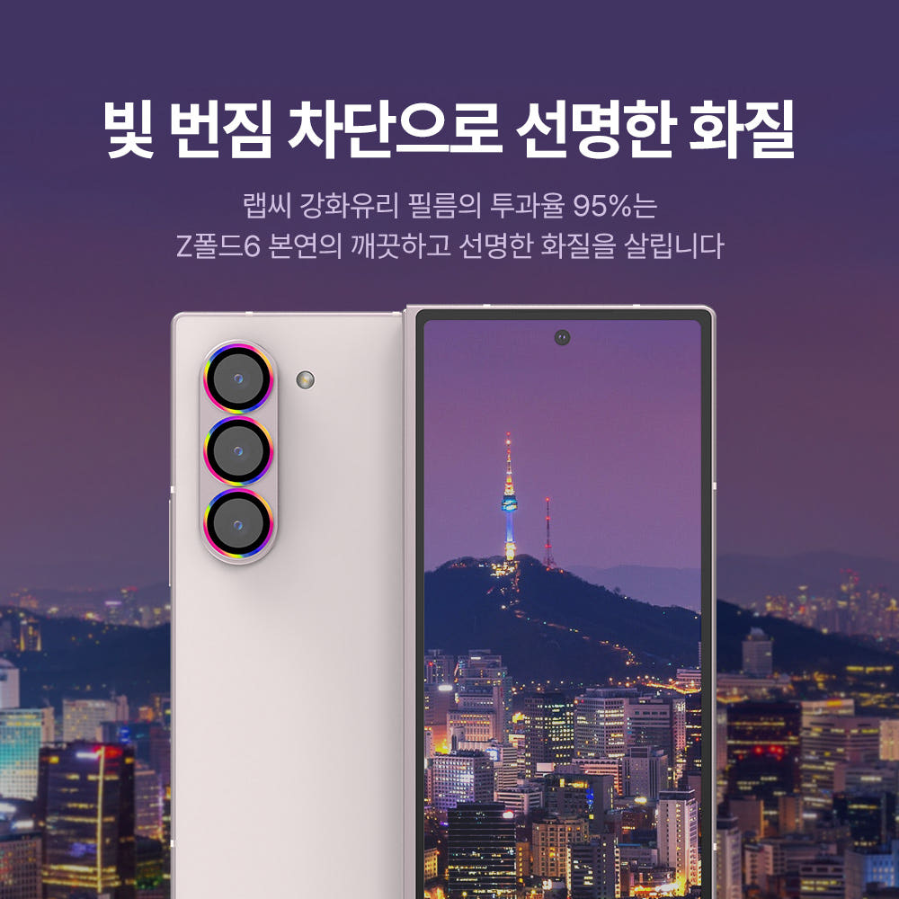 랩씨 카메라 강화유리 렌즈보호필름 빛번짐 방지 홀로그램 갤럭시Z 폴드6, 2매입 이미지 7