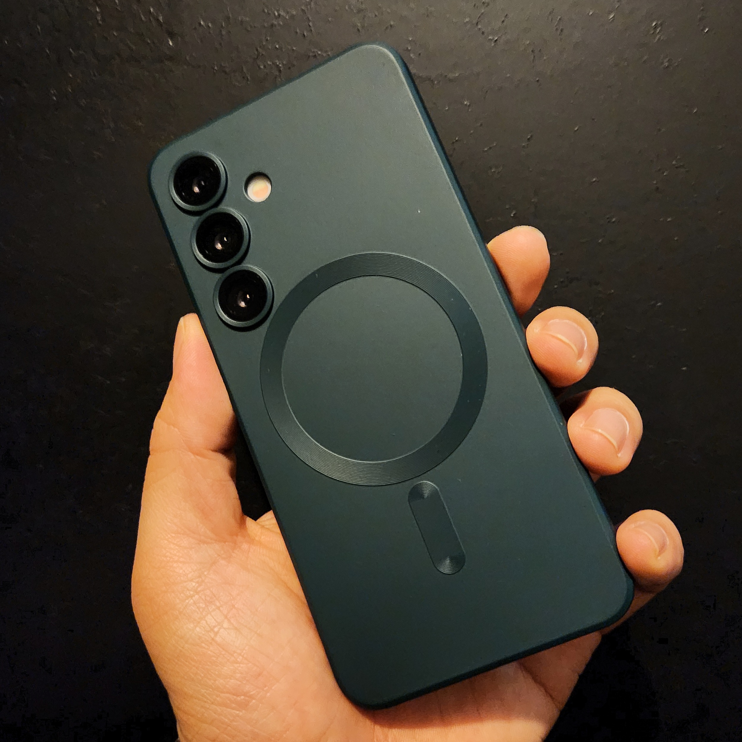 맥세이프 케이스 범퍼 젤리 실리콘 슬림 풀커버 카메라보호 다크그린, 갤럭시S24 플러스