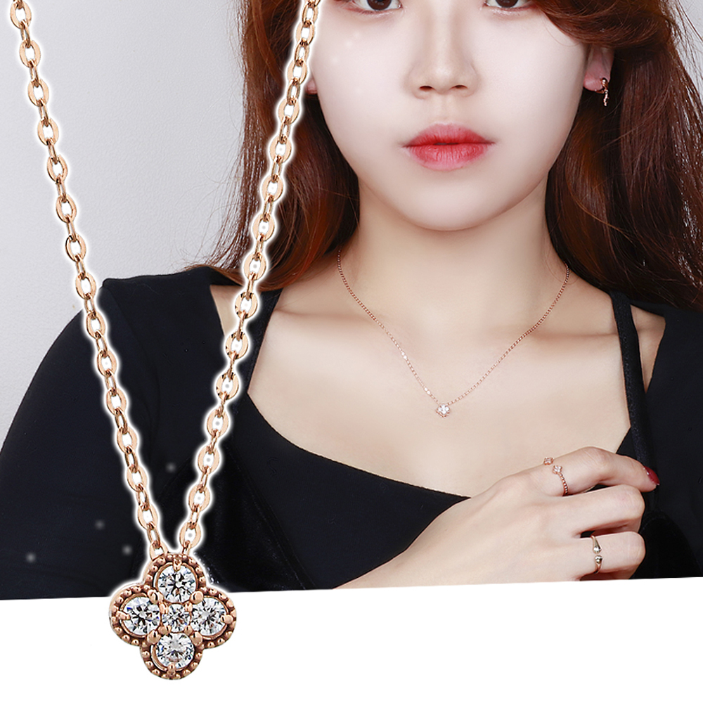 14K 탄생석 네잎 클로버 목걸이 미니 펜던트 크로바 각줄 - 상세 이미지 2
