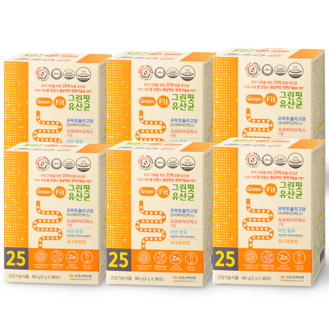 닥터피플 그린핏유산균 30포, 6박스 - 프로바이오틱스 아연 프리바이오틱스 프락토올리고당 - 상품 이미지