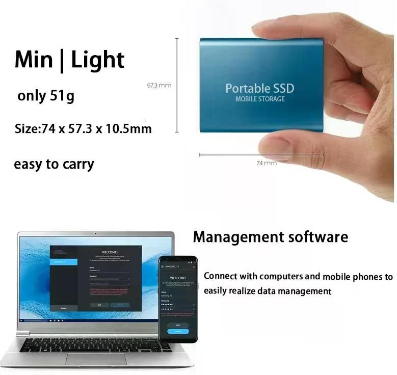 외장 하드 1~8 TB 단위 초소형 USB 3.0 C타입 SSD 블랙 1TB - 상세 이미지 3