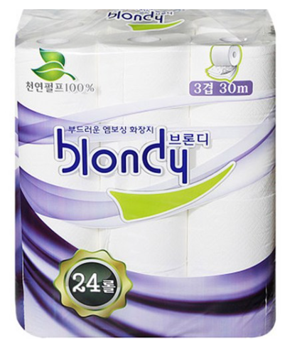 브론디 두루마리 휴지 물에 잘 녹는 휴지 착한 3겹 천연펄프 24롤 30m - 상품 이미지
