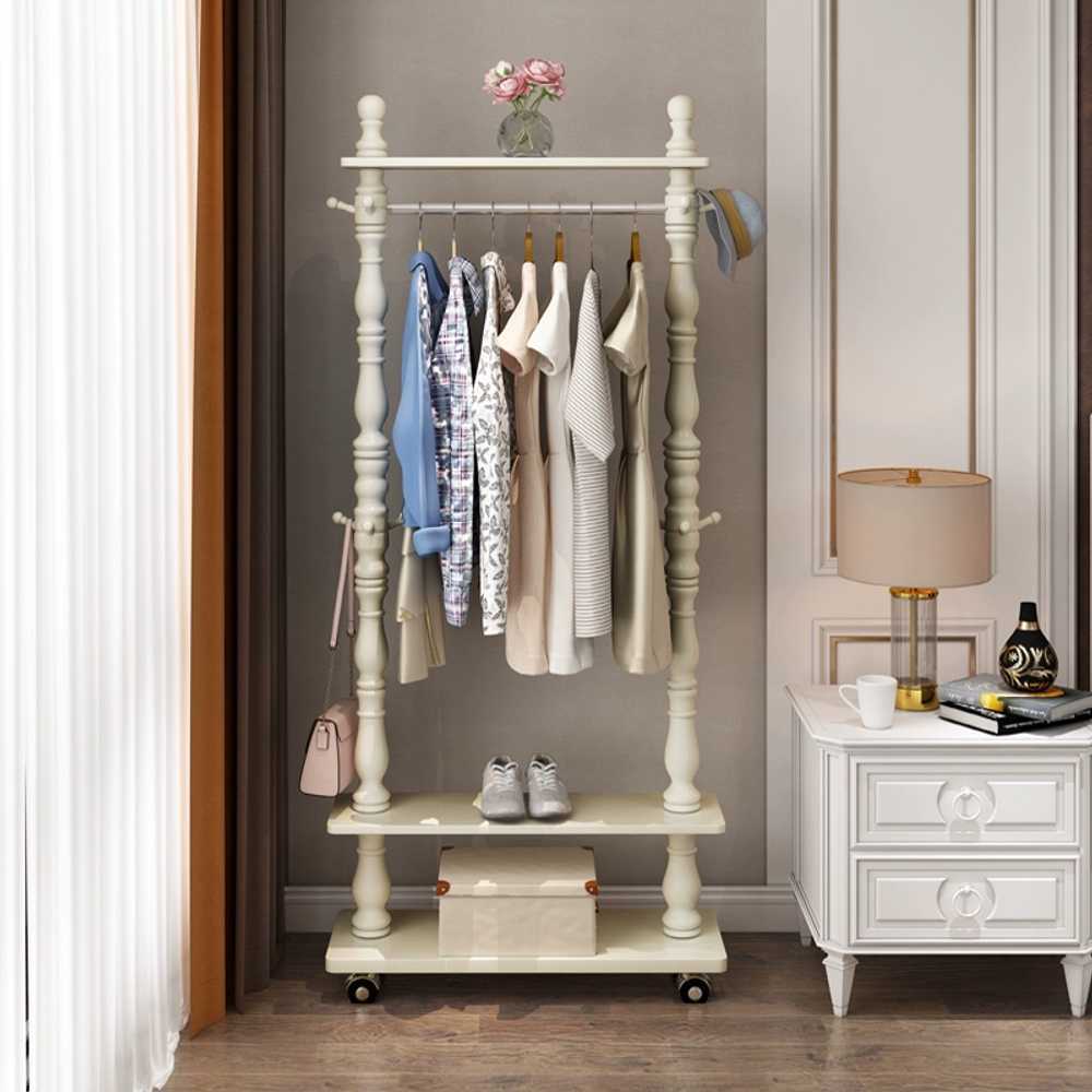 엔틱 원목 행거 스탠드 랙 드레스룸 거치대 우드 가구 이동식 60CM - 상세 이미지 4