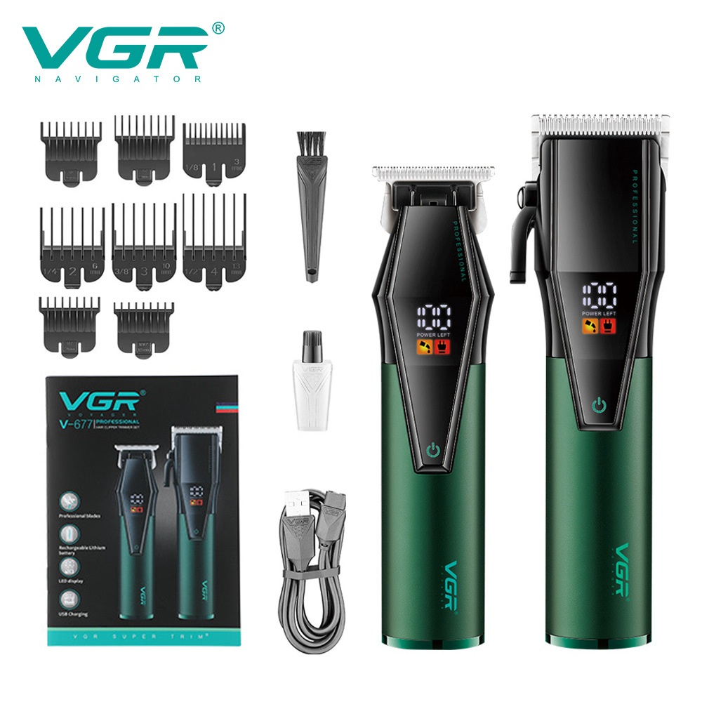 VGR677 바리깡 디지털 디스플레이 전문가용 바리깡 풀세트 본체 2개 탭 충전기 포함 - 상세 이미지 5