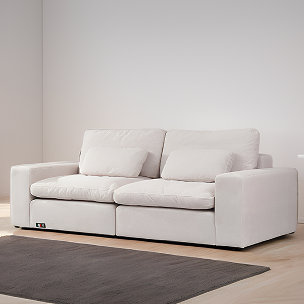 포 조야소파 오리털 구스쇼파 조약돌소파 구름쇼파 스툴미포함, 아이보리, 3인용