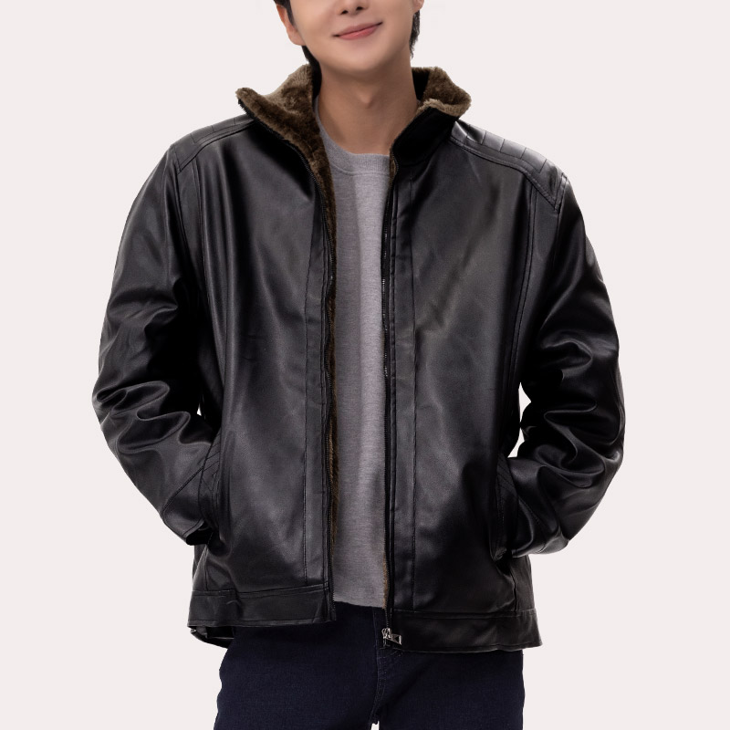 하이넥 융털 가죽자켓 레더 무스탕 - 상세 이미지 3