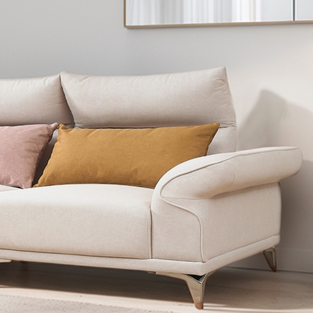 희 코너형소파 다이닝쇼파 라운드 모듈형소파 조야소파 거실모듈 스툴미포함, 베이지, 3인용