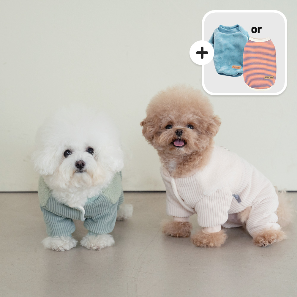강아지올인원패딩 강아지겨울옷 로이올인원+실내복 - 상품 이미지