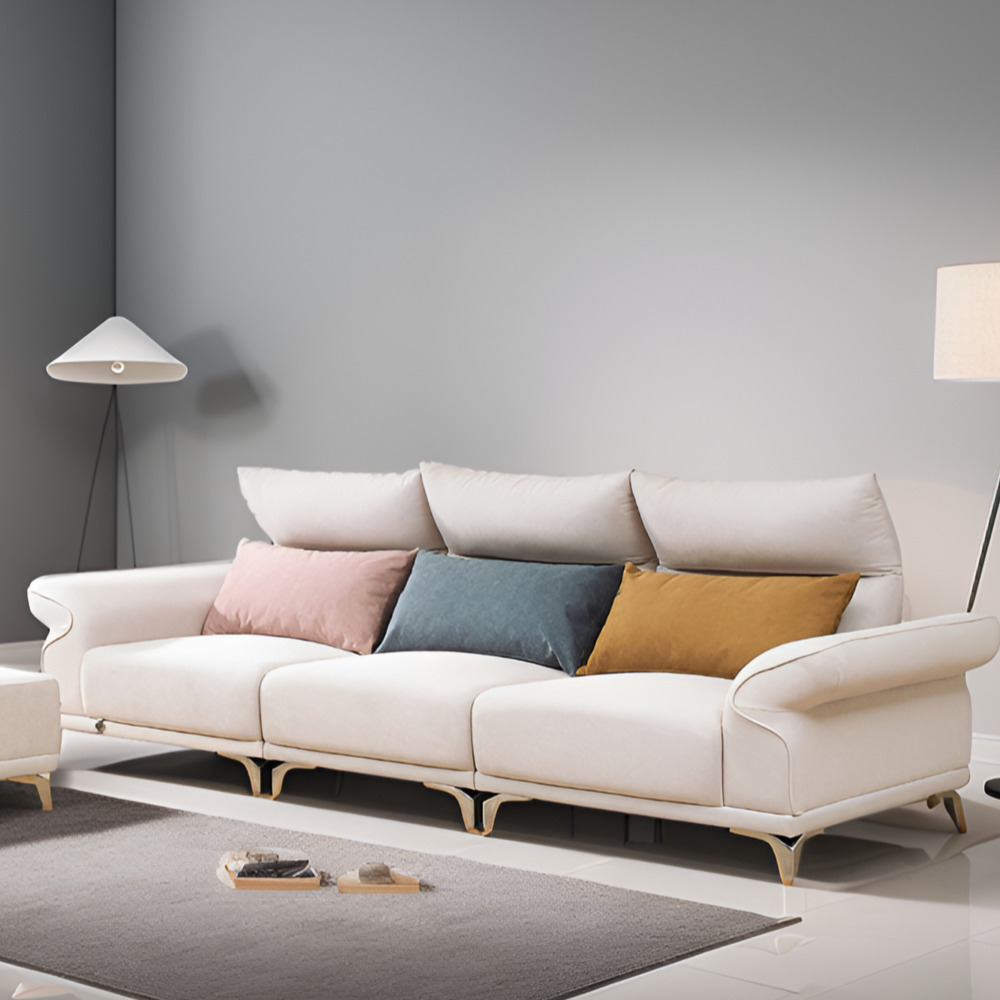 희 코너형소파 다이닝쇼파 라운드 모듈형소파 조야소파 거실모듈 스툴미포함, 베이지, 4인용