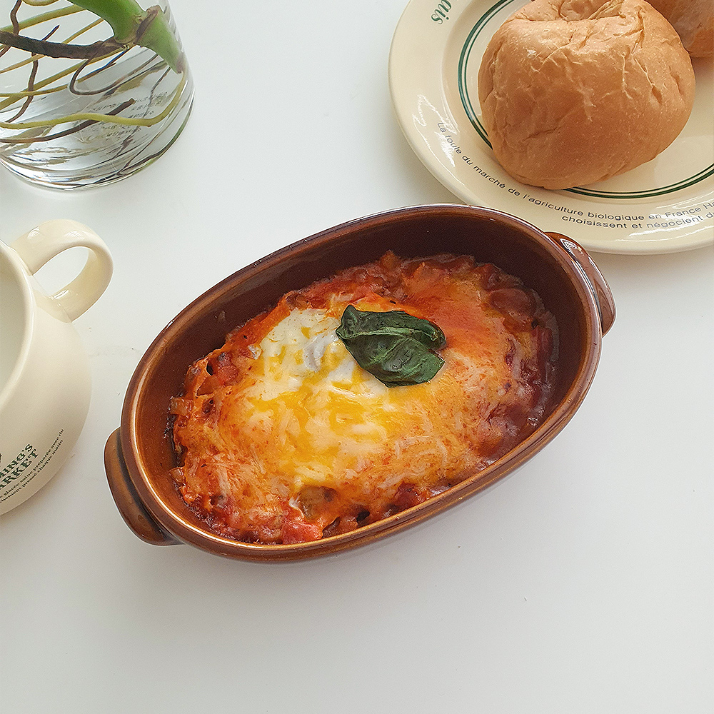 양손 원형 오븐 그라탕기 스튜볼 파스타접시 일본 도자기 그릇 4종 - 상세 이미지 4