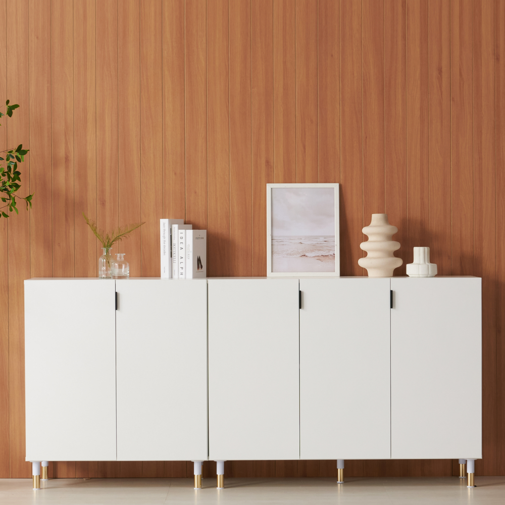 로봇청소기수납장 거실수납장 다용도 베란다 안방 노블 2단 800 낮은 화이트 다리