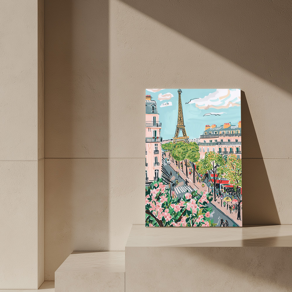 파리의여름 A3 29.7X42cm 캔버스액자 파리 에펠탑 그림 - 상세 이미지 3