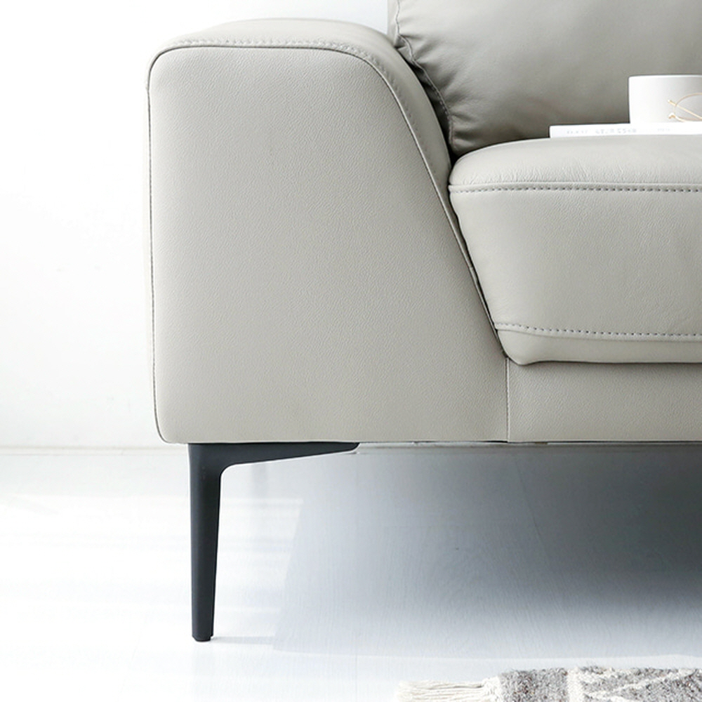 BERINO 4인 가죽소파 카우치형 그레이