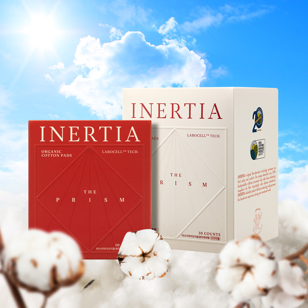 이너시아 더 프리즘 유기농 반창고 생리대 2팩 (중/대형 선택)