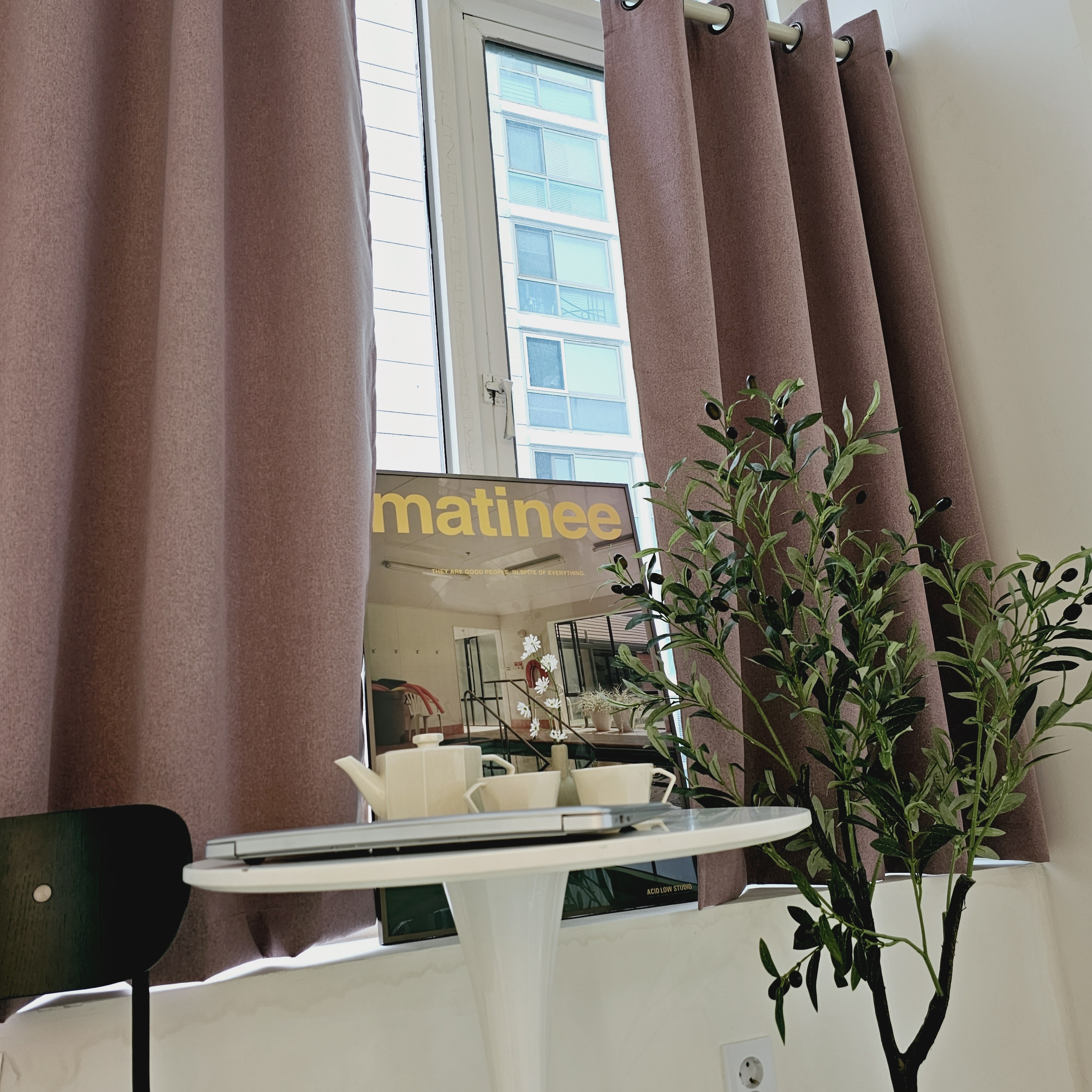 차광율99.99% 암막커튼 창문형 퍼플핑크, 130X165cm