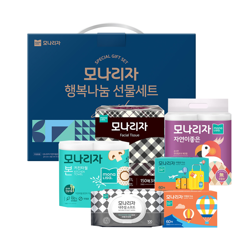 모나리자 화장지 티슈 추석 명절 선물 5종 세트 6개 손잡이 박스 포장 - 상품 이미지