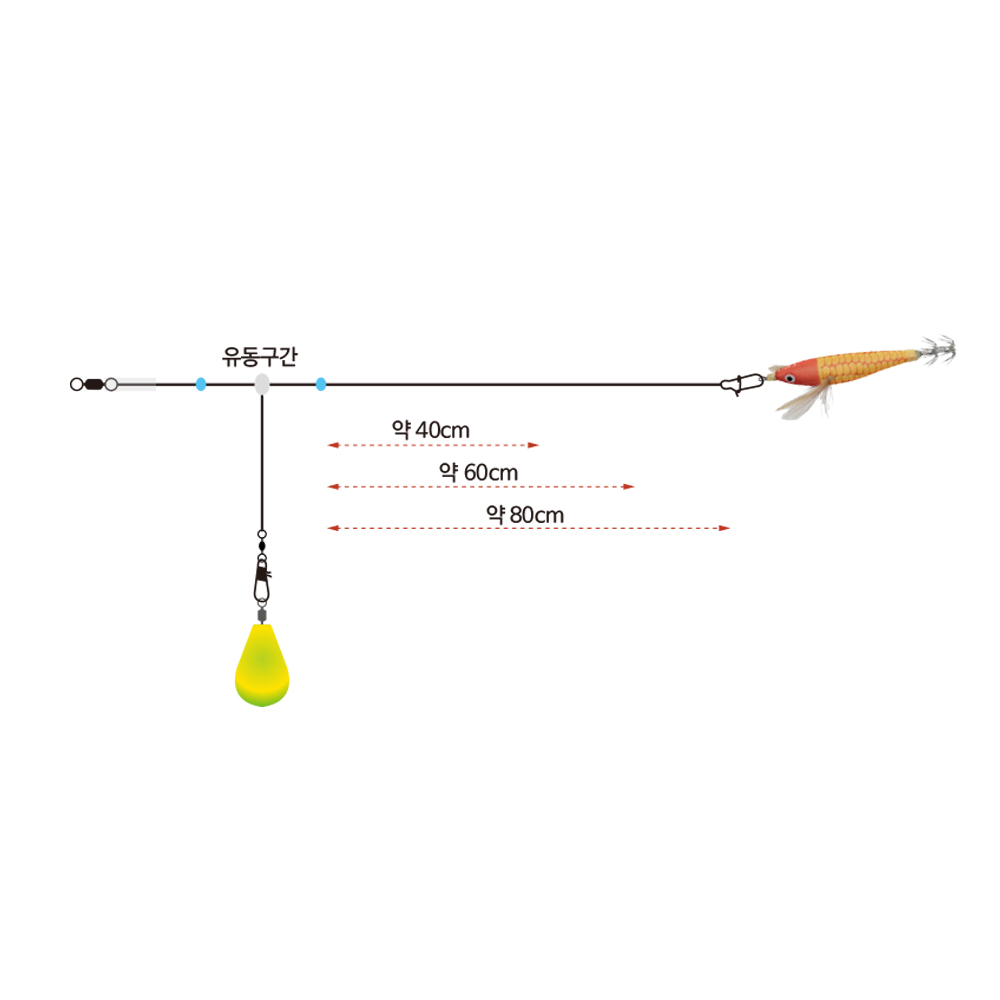 UST 갑오징어 채비 쭈갑채비 단차조절 가지채비 프리 유동 십자구슬 채용 - 상세 이미지 2