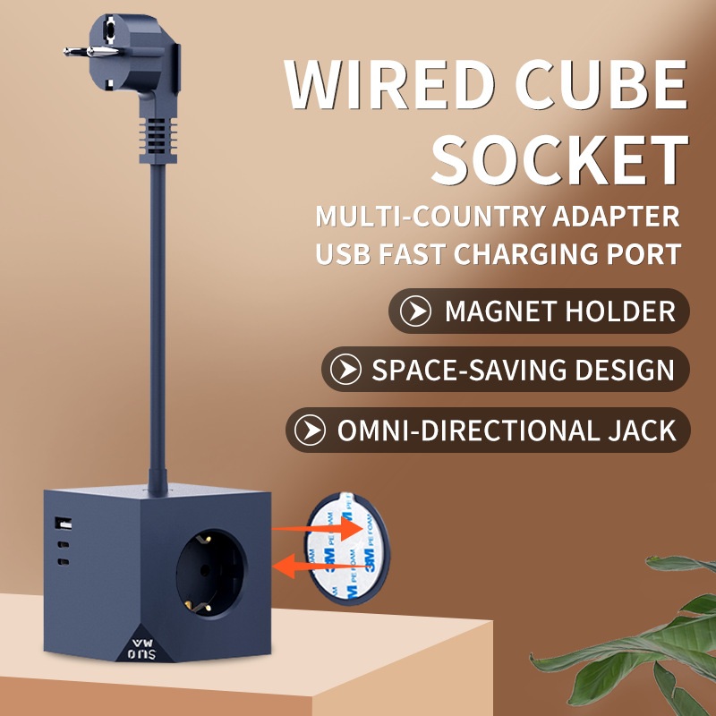 큐브 디자인 멀티탭 4000W 고용량 USB C타입 3구 1.8m 전선형 - 상세 이미지 3