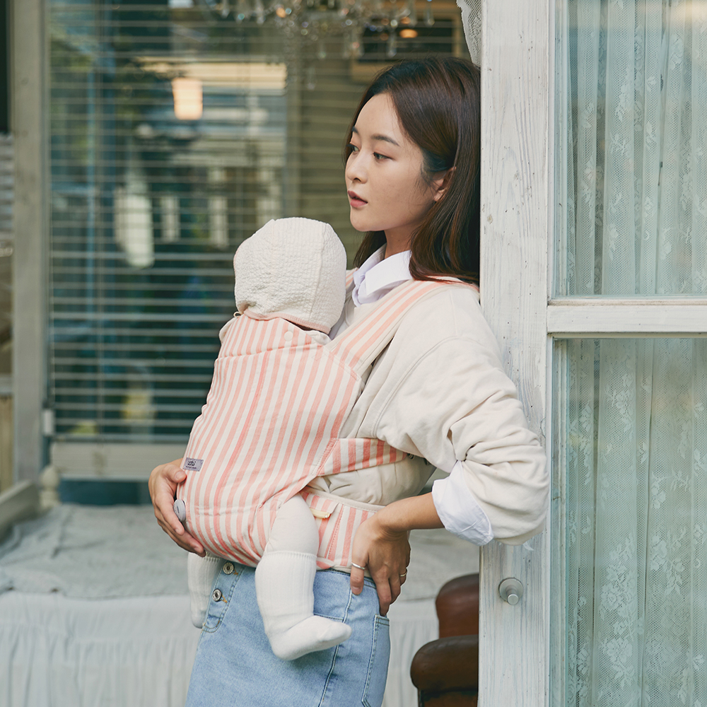 [토드비] 롤롤 다이얼 베이비 캐리어 아기띠 피치 스트라이프