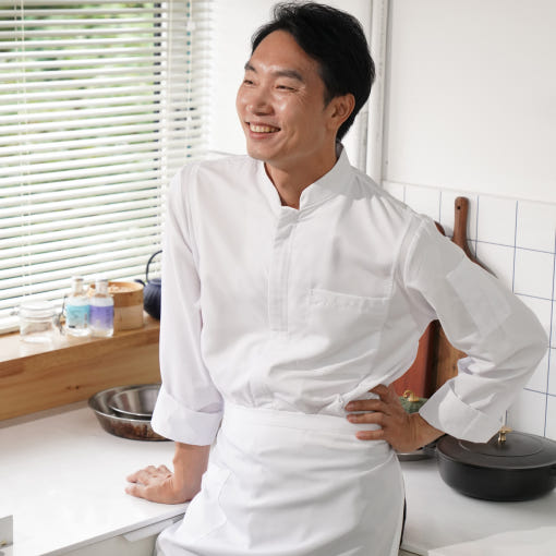 셰프브루노 지퍼 긴팔 흰색 조리복 상의 단품