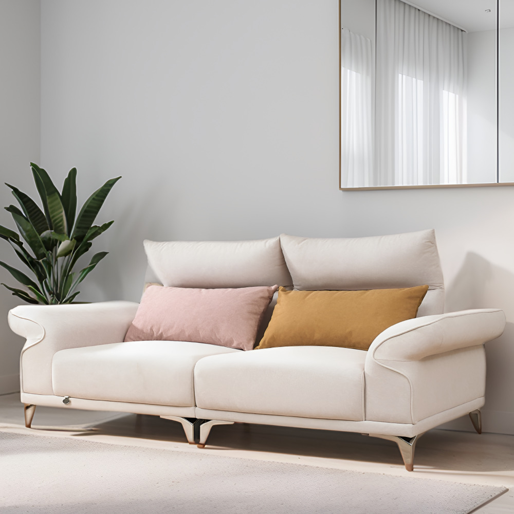 희 코너형소파 다이닝쇼파 라운드 모듈형소파 조야소파 거실모듈 스툴미포함, 베이지, 3인용