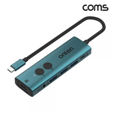 FW098 Coms C타입멀티허브USB3.0+PD3.0+HDMI4K+3.5mm모니터onoff+음소거기능