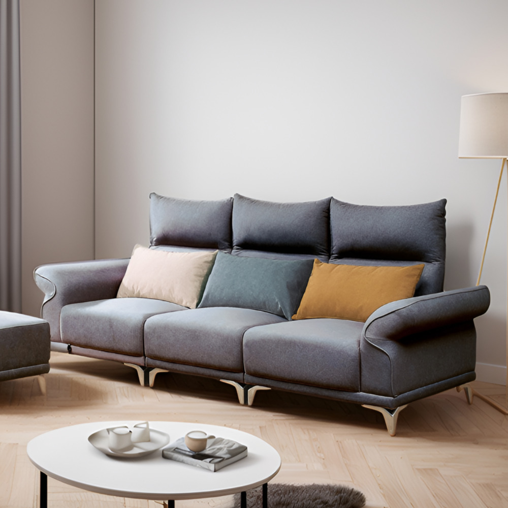 희 코너형소파 다이닝쇼파 라운드 모듈형소파 조야소파 거실모듈 스툴미포함, 그레이, 4인용