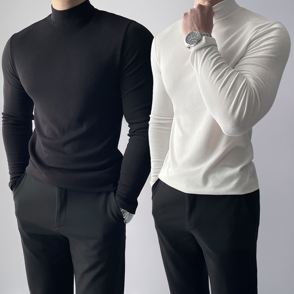 1+1 남자목티 남자반목티 기모목폴라 머슬핏긴팔 제품 이미지