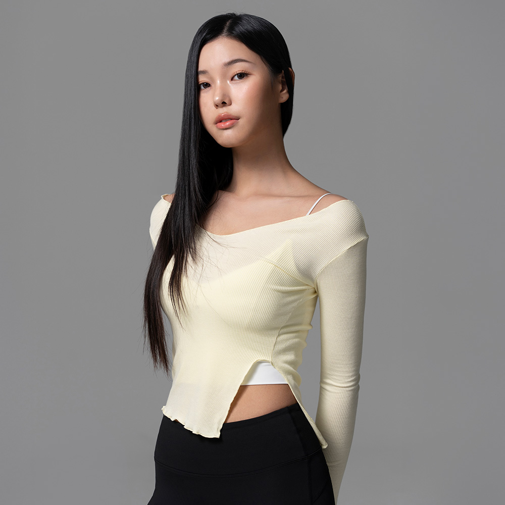 [디어 슬릿 골지 슬리브]  골지티  골지슬림 슬림티 긴팔티 긴소매 티셔츠 데일리 커버업 글램라인 슬림라인 사이드슬릿 슬릿티 트임 - 상세 이미지 2