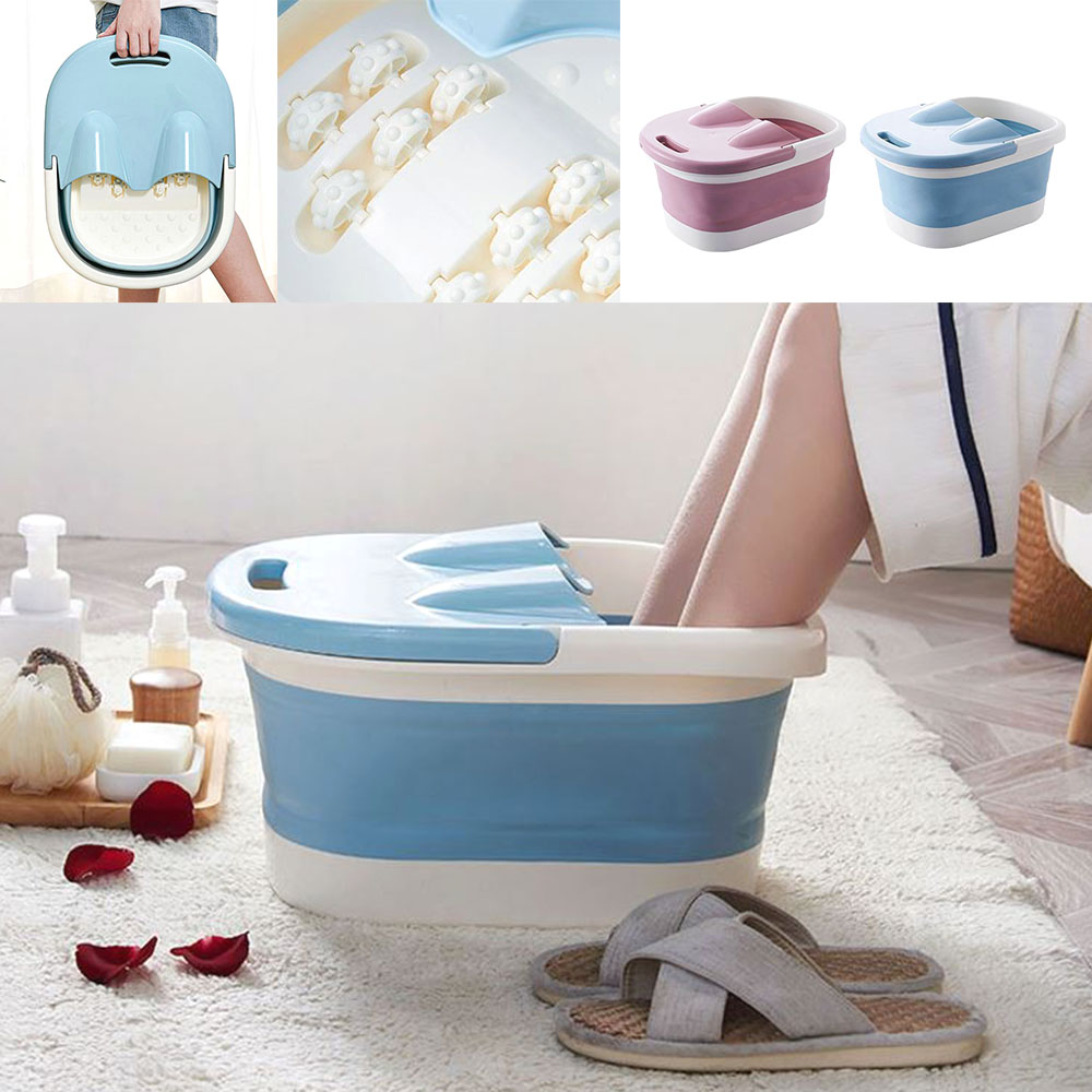 접이식 뚜껑 족욕기 휴대용 발지압 롤러 지압판 족탕기