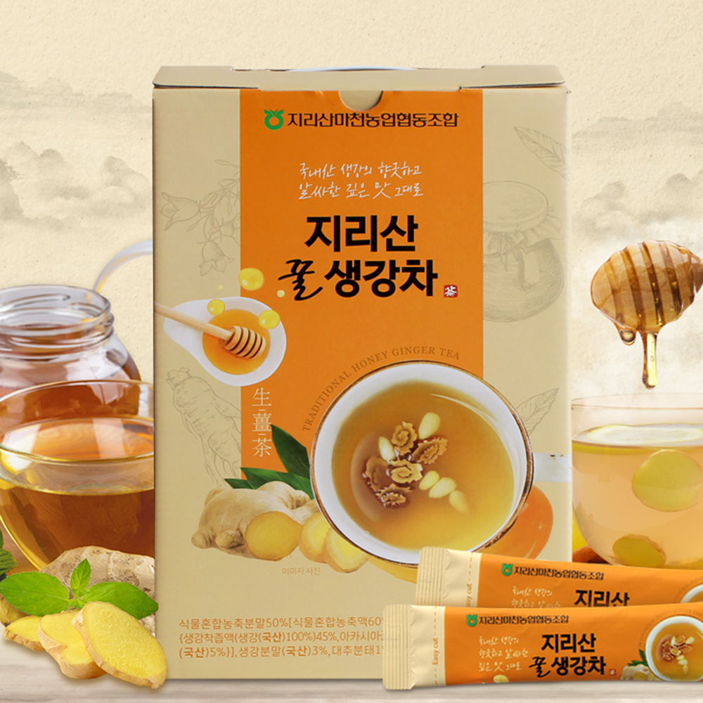 지리산 꿀생강차 벌꿀 착즙생강차 생강청 스틱 효능 50포