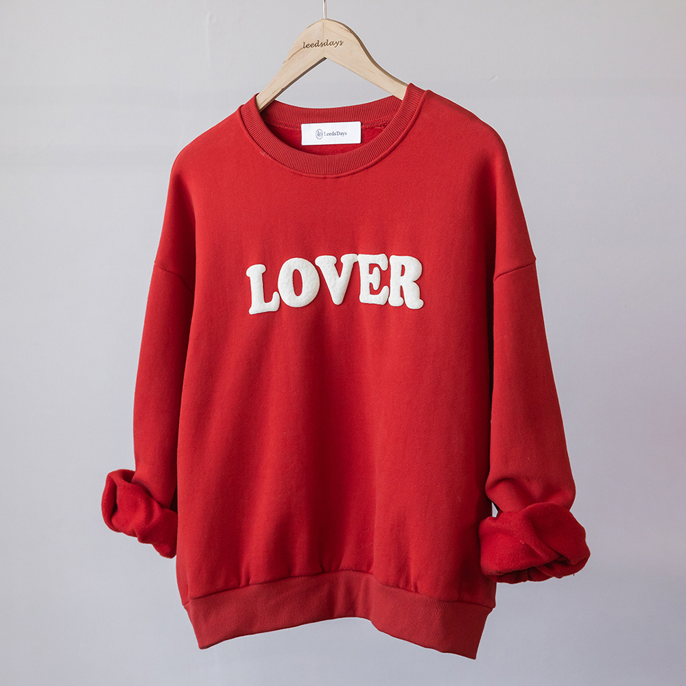 빌리언 포근한 양기모 발포 레터링 루즈핏 맨투맨 - 상세 이미지 4