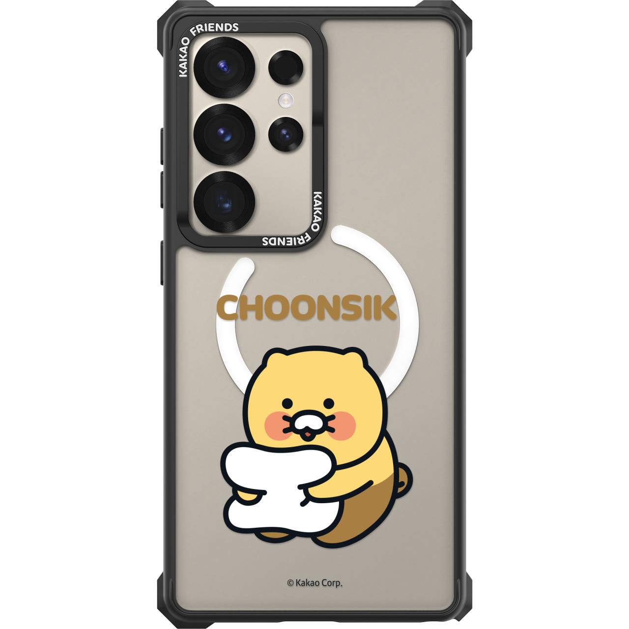 카카오프렌즈 갤럭시 S25 울트라 임팩트 제로 맥세이프 디자인 투명 범퍼 춘식이 케이스 춘식이쿠션