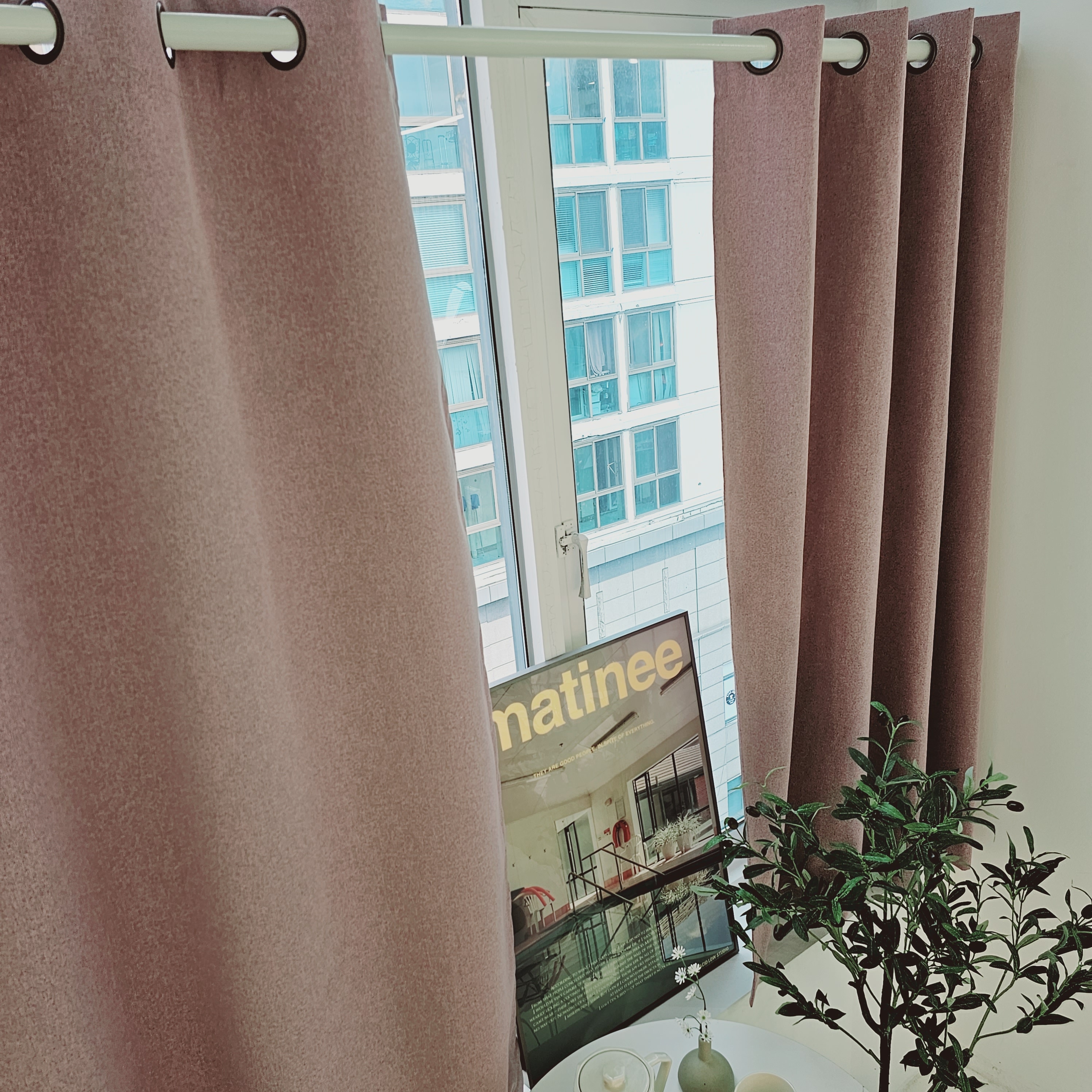 차광율99.99% 암막커튼 창문형 퍼플핑크, 130X165cm