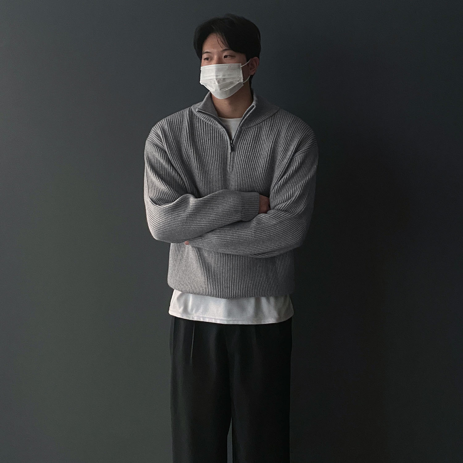 반집업니트 하프집업니트 남자오버핏니트 이미지 4