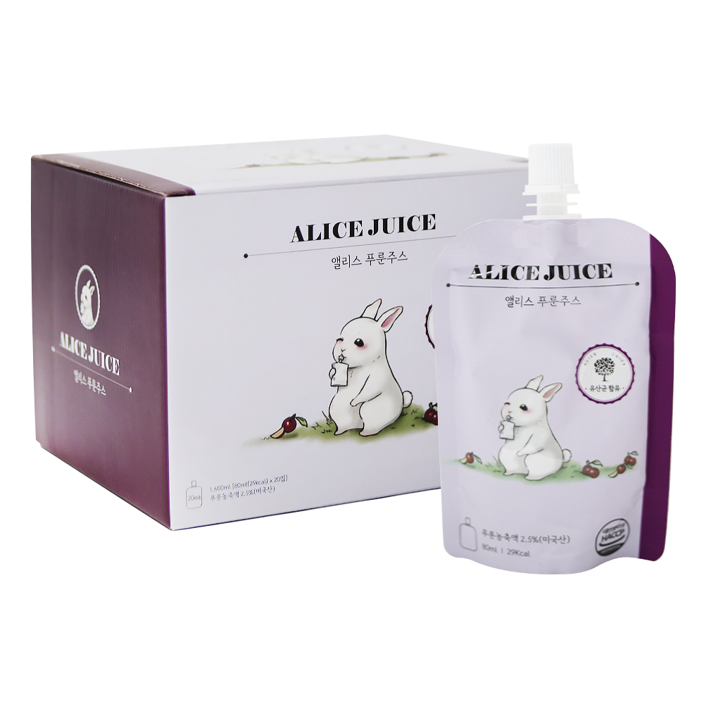 [14:00 이전 주문 당일 출고] 앨리스 아기주스 박스 어린이음료 착즙 푸룬, 80ml, 20개
