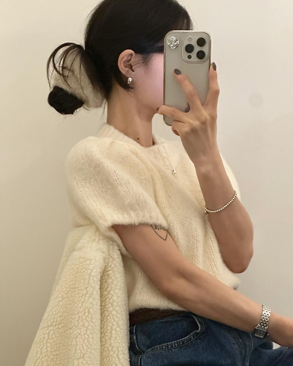 다코베 여성 오버핏 하객룩 출근룩 오피스룩 루즈핏 뽀글이 양털 스티치 무스탕 하프 싱글 카라 코트 상세 이미지 31