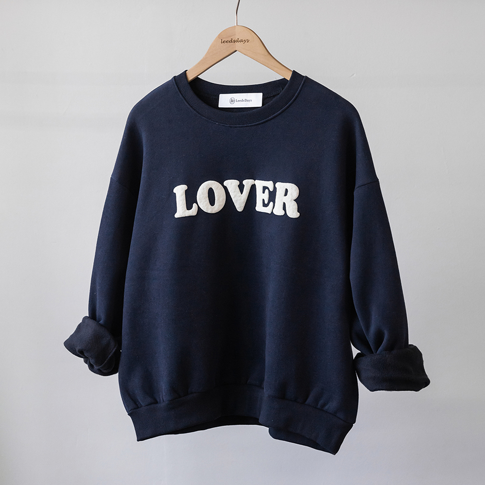 빌리언 포근한 양기모 발포 레터링 루즈핏 맨투맨 - 상세 이미지 5