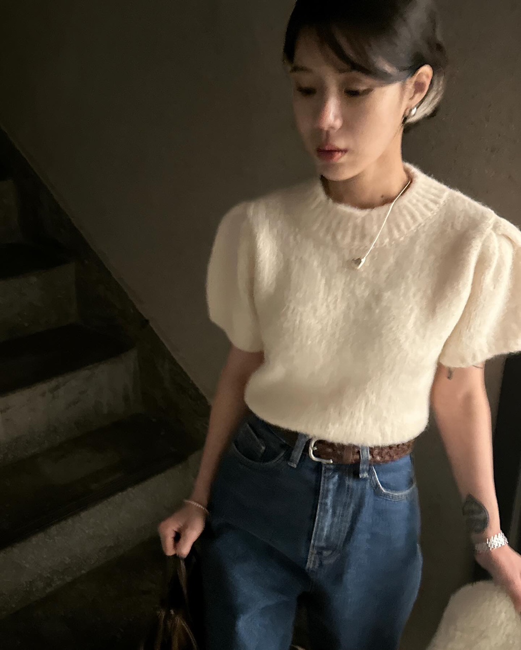 다코베 여성 오버핏 하객룩 출근룩 오피스룩 루즈핏 뽀글이 양털 스티치 무스탕 하프 싱글 카라 코트 상세 이미지 38