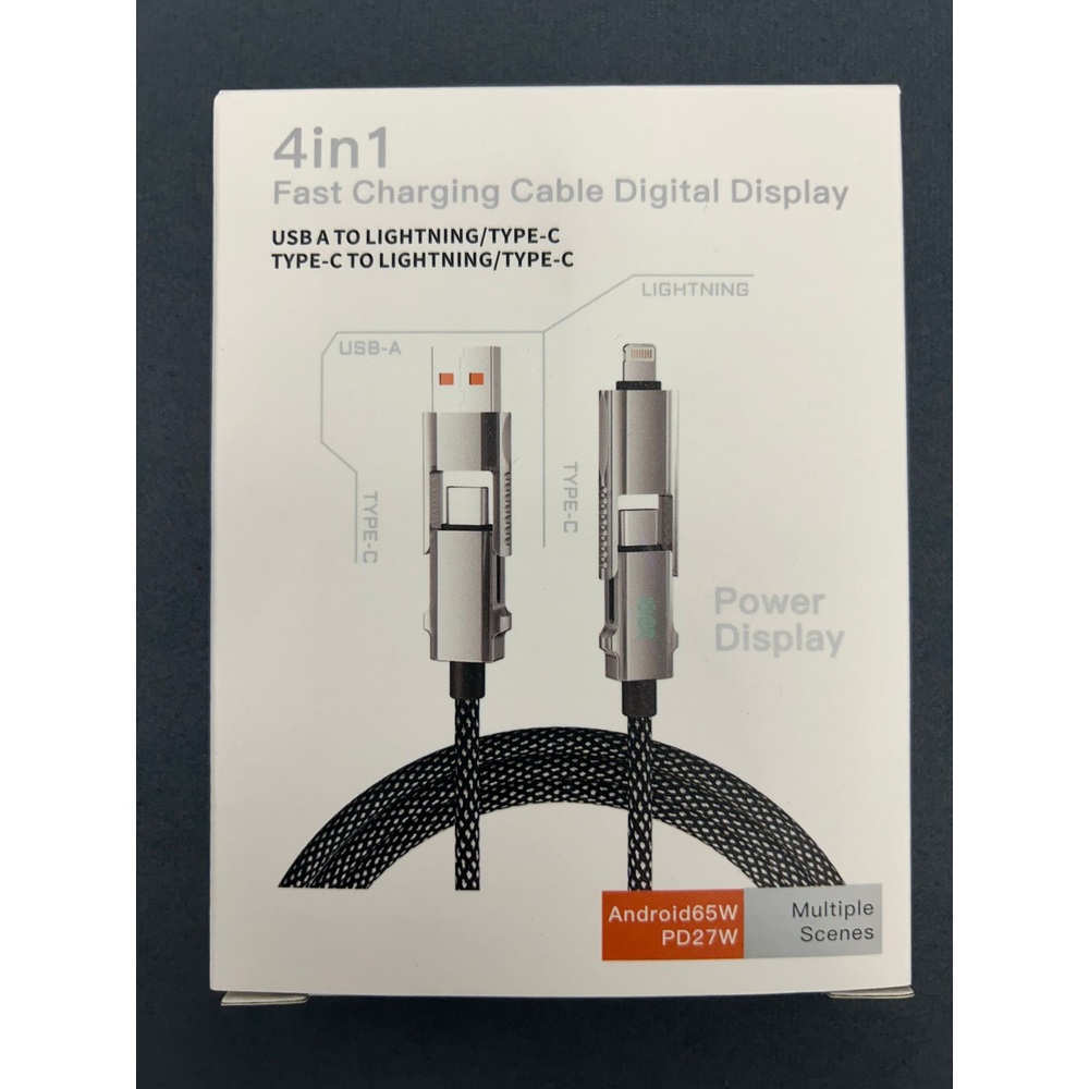1+1 스마트 디스플레이 4-in-1 스마트 멀티 고속충전 케이블