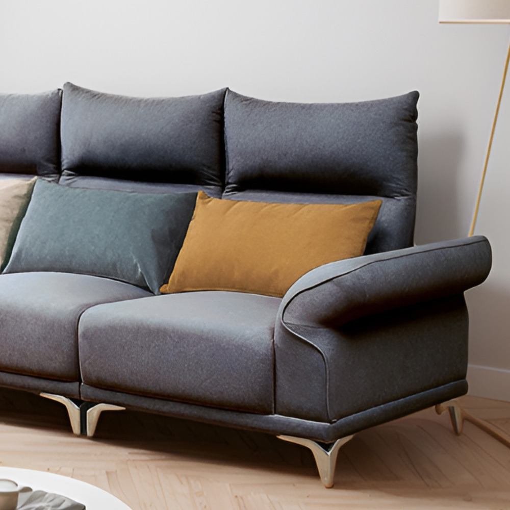 희 코너형소파 다이닝쇼파 라운드 모듈형소파 조야소파 거실모듈 스툴미포함, 그레이, 4인용