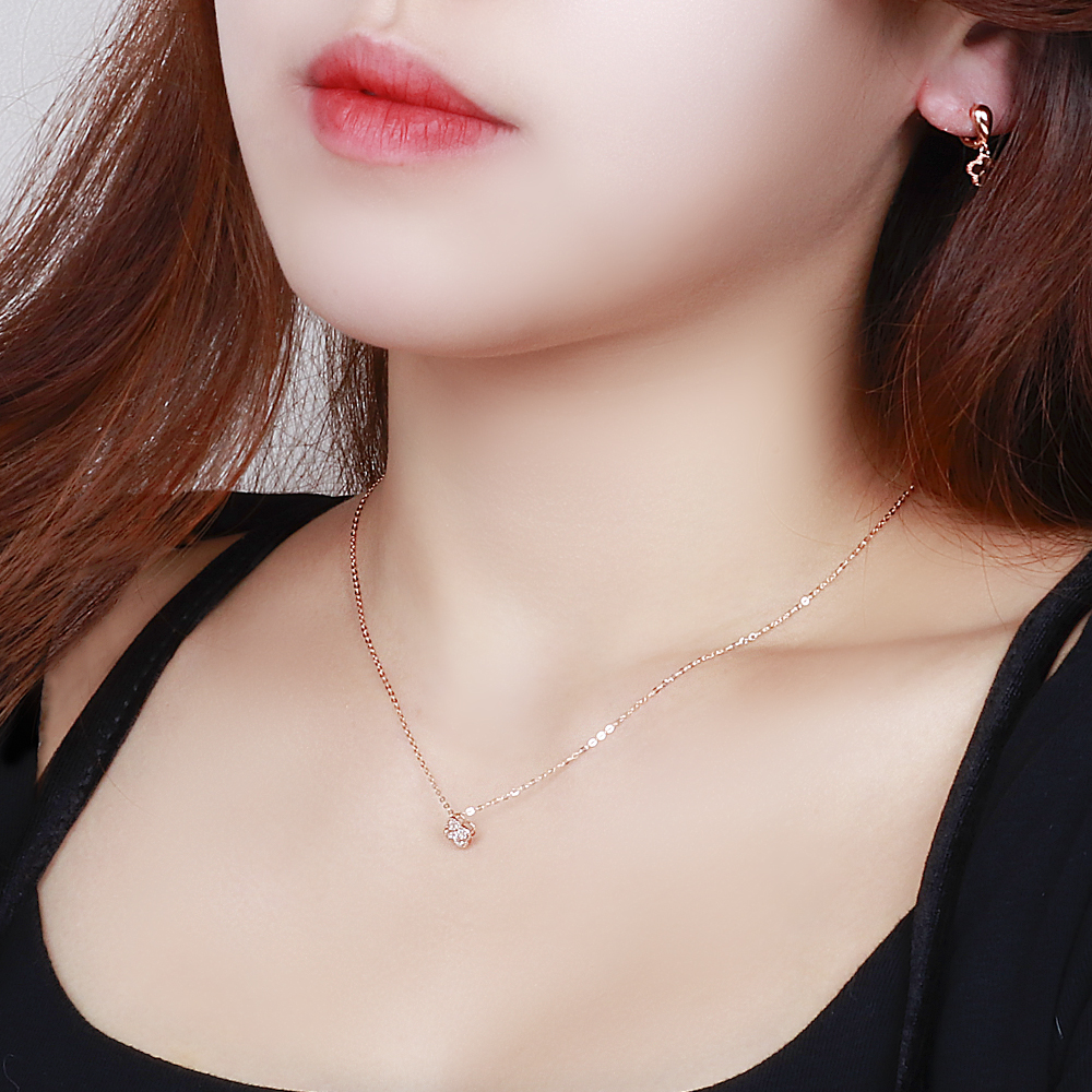 14K 탄생석 네잎 클로버 목걸이 미니 펜던트 크로바 각줄 이미지 8